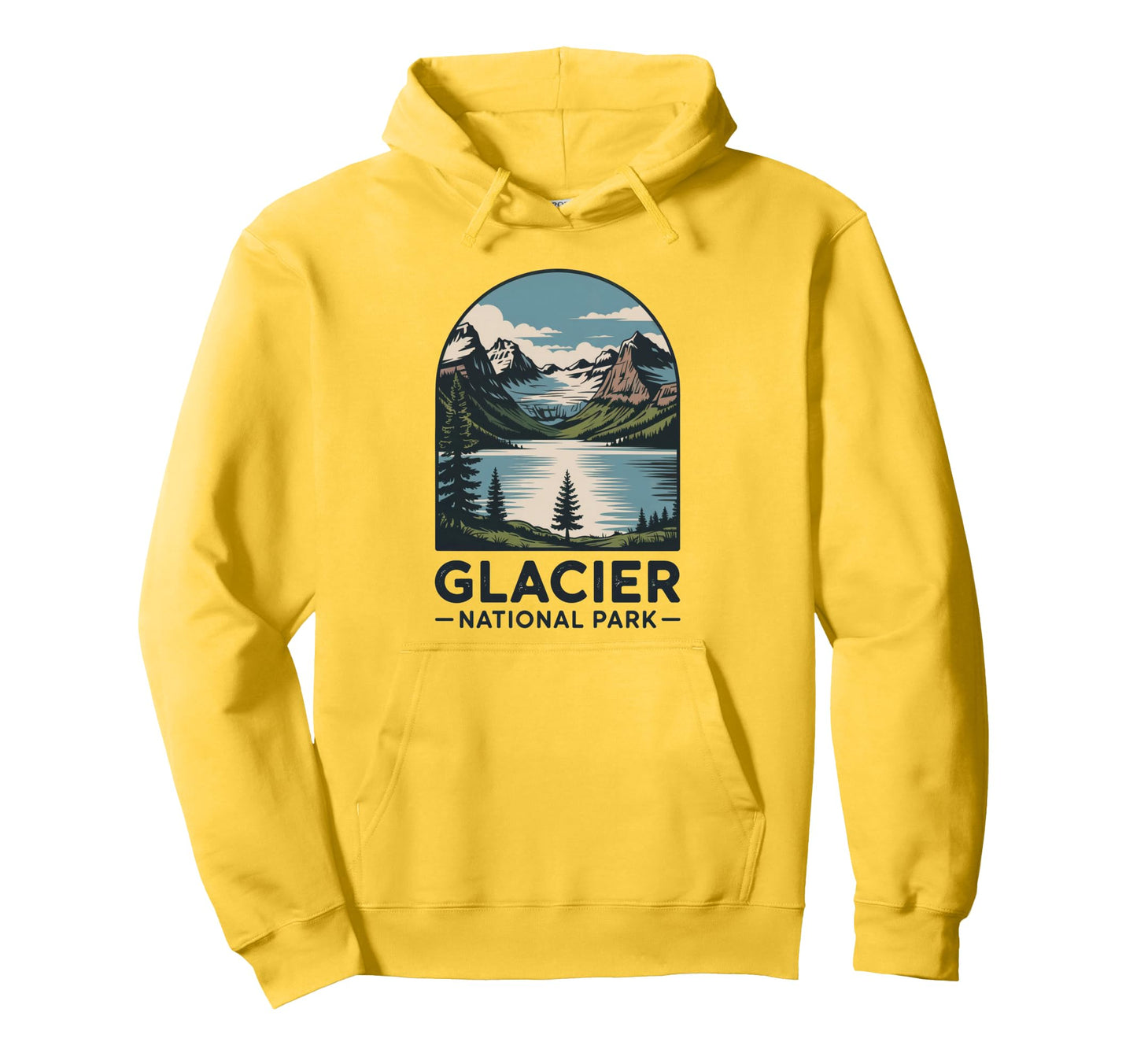 Glacier National Park Outdoor Hoodie - Fun Novelty Design for Adults - T-Shirt, Sweatshirt, Hoodie