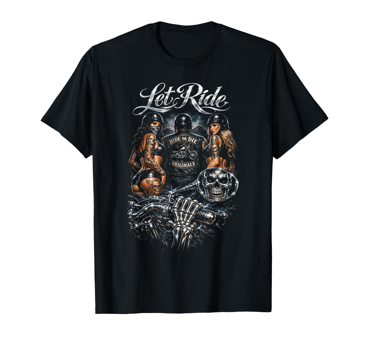 Motorcycle Biker Skull Tattoo Rider Art T-Shirt - Unique Graphic for Adults - T-Shirt, Sweatshirt, Hoodie
