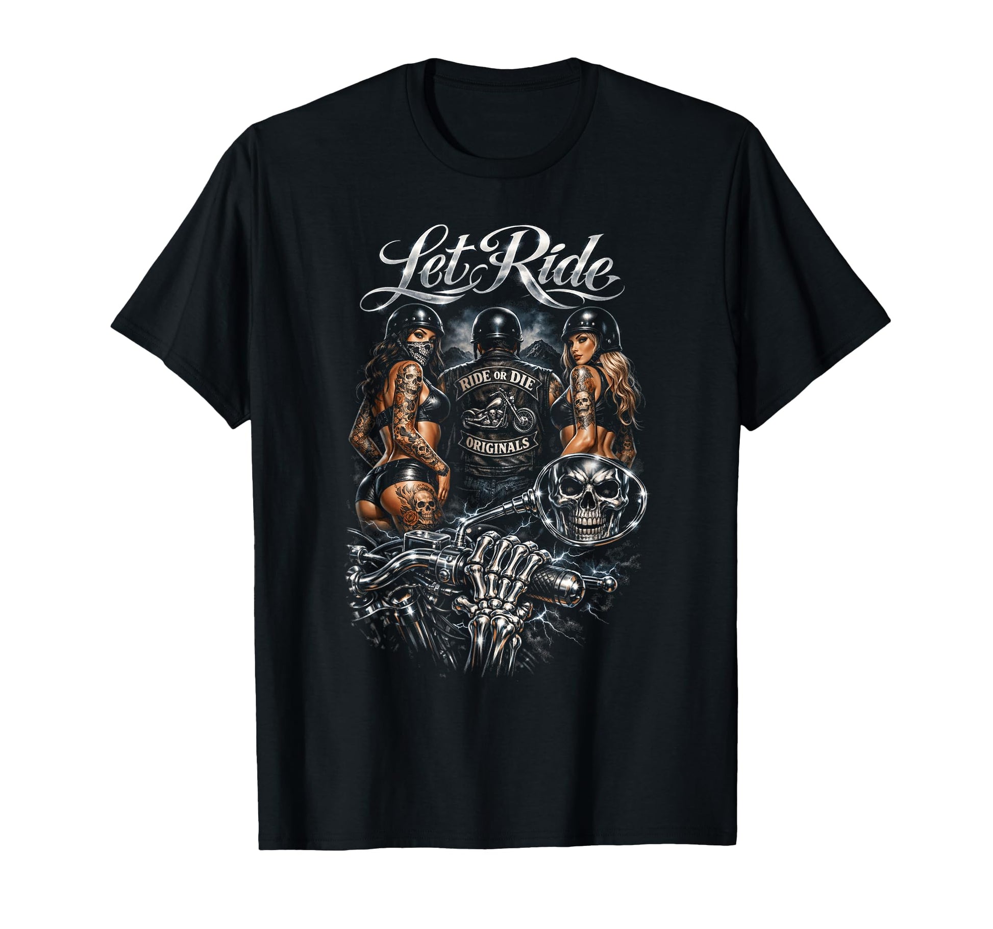 Motorcycle Biker Skull Tattoo Rider Art T-Shirt - Unique Graphic for Adults - T-Shirt, Sweatshirt, Hoodie