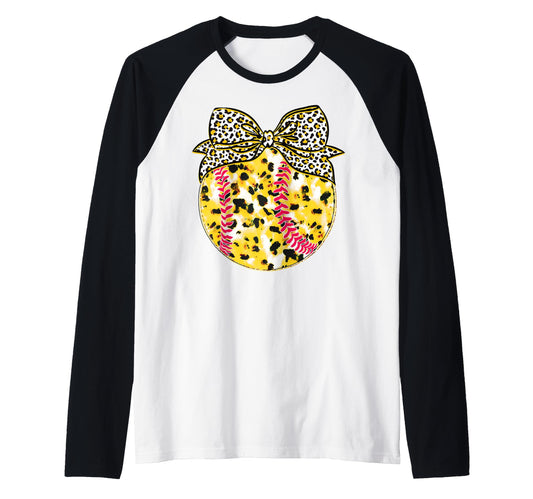 Baseball Bow Leopard Gift Softball Play T-Shirt - Trendy Graphic for Adults - T-Shirt, Sweatshirt, Hoodie