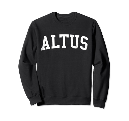 Altus Ok Distressed White Varsity Sweatshirt - Trendy Graphic for Adults - T-Shirt, Sweatshirt, Hoodie