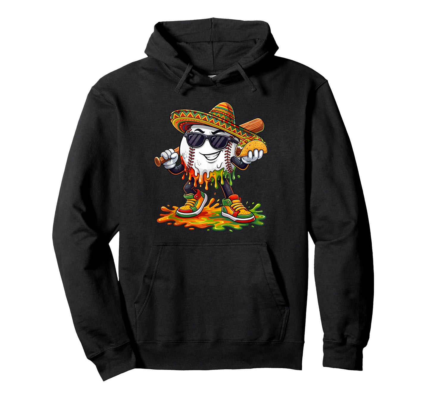 Baseball Cinco De Mayo Taco Ice Hoodie - Fun Novelty Design for Adults - T-Shirt, Sweatshirt, Hoodie