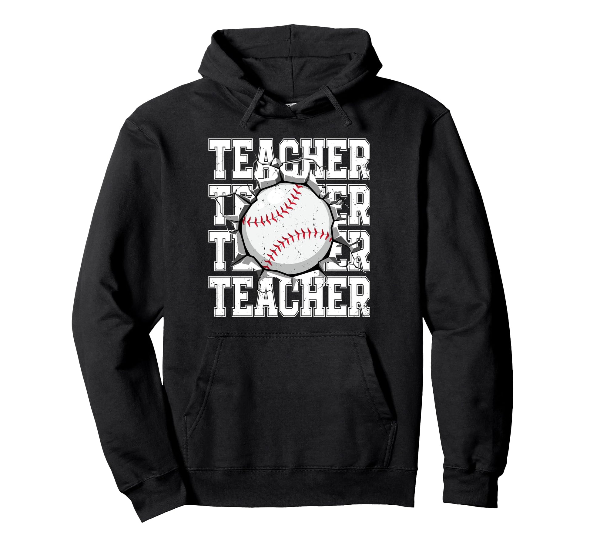 Baseball Teacher Cracked Wall Family Hoodie - Fun Novelty Design Men Women - T-Shirt, Sweatshirt, Hoodie
