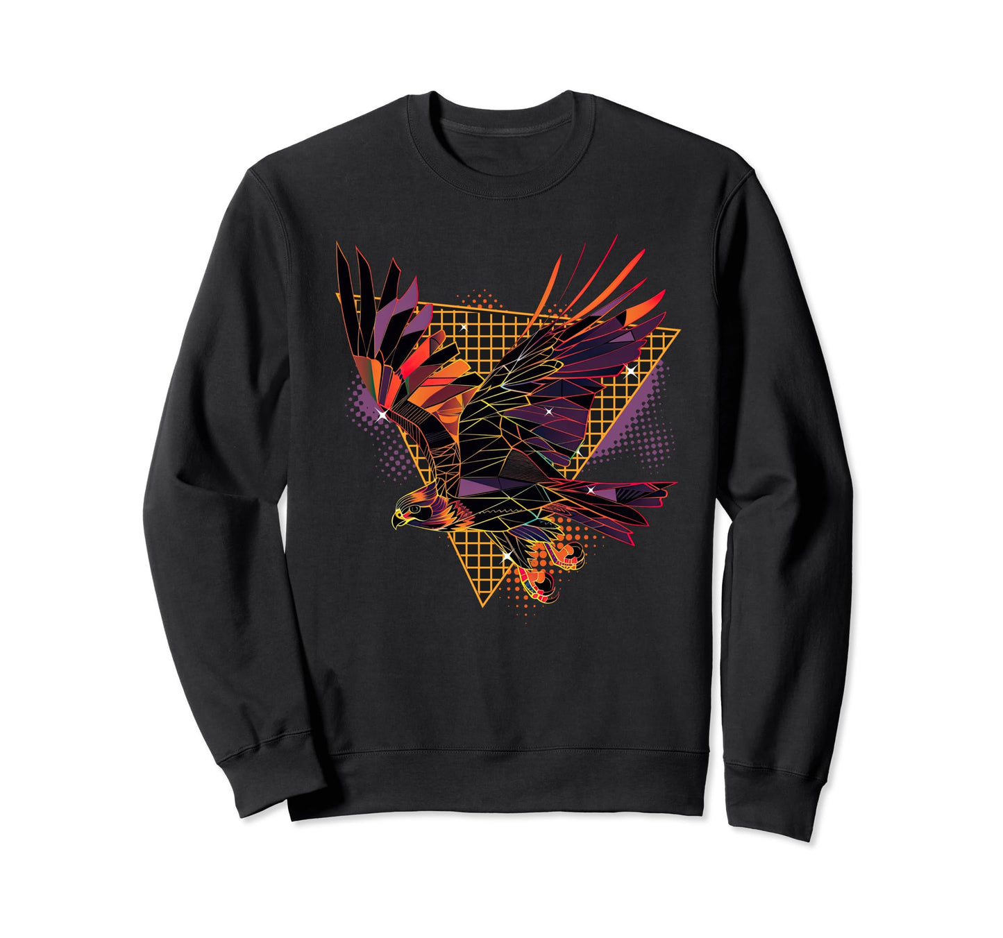 80S Geometric Bird Falcon Synthwave Sweatshirt - Streetwear Style Unisex - T-Shirt, Sweatshirt, Hoodie