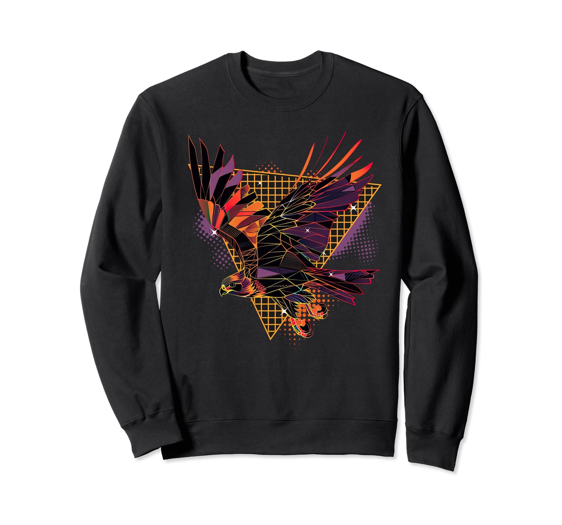 80S Geometric Bird Falcon Synthwave Sweatshirt - Streetwear Style Unisex - T-Shirt, Sweatshirt, Hoodie