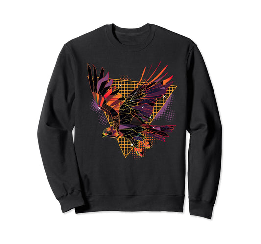 80S Geometric Bird Falcon Synthwave Sweatshirt - Streetwear Style Unisex - T-Shirt, Sweatshirt, Hoodie