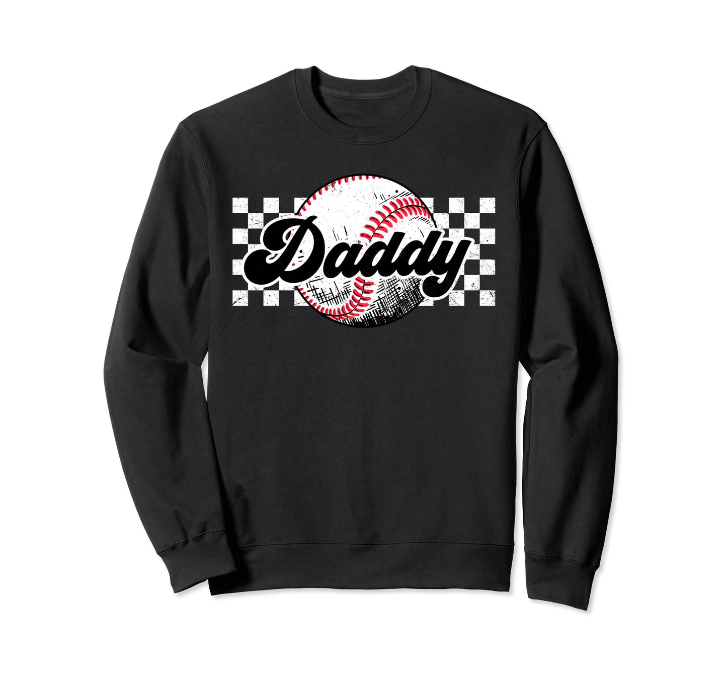 Baseball Daddy T Ball Daddy Checkered Sweatshirt - Custom Art Print Unisex - T-Shirt, Sweatshirt, Hoodie