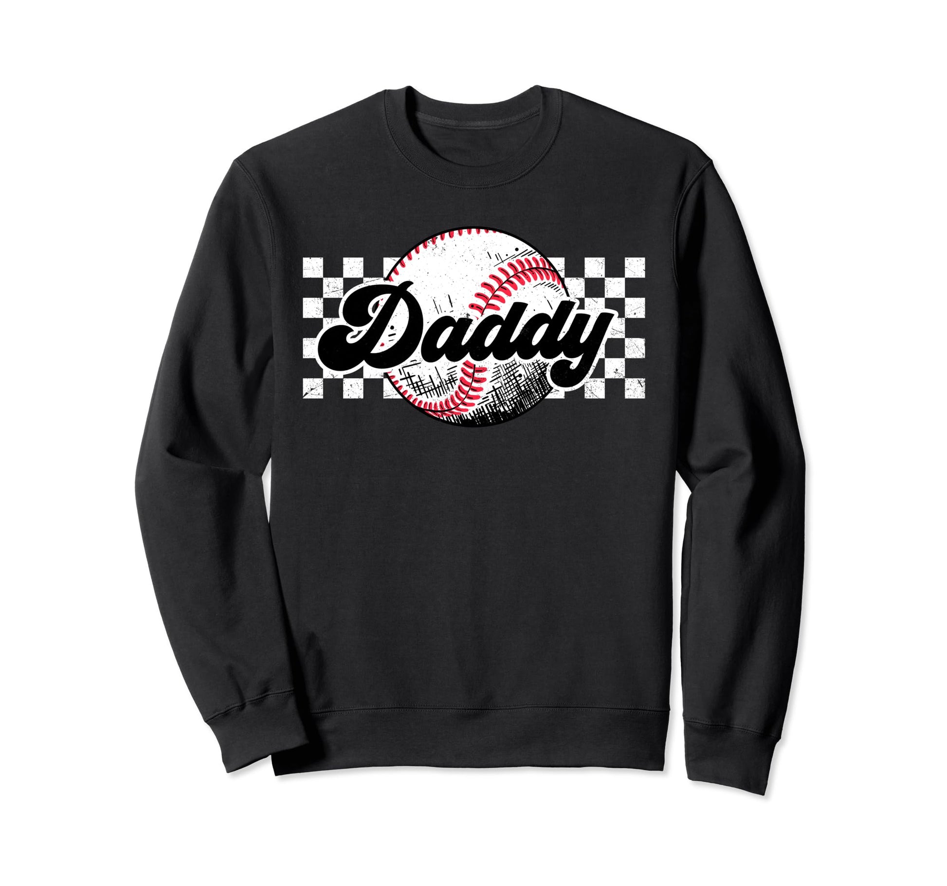 Baseball Daddy T Ball Daddy Checkered Sweatshirt - Custom Art Print Unisex - T-Shirt, Sweatshirt, Hoodie