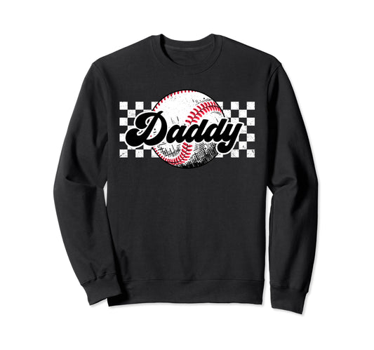 Baseball Daddy T Ball Daddy Checkered Sweatshirt - Custom Art Print Unisex - T-Shirt, Sweatshirt, Hoodie
