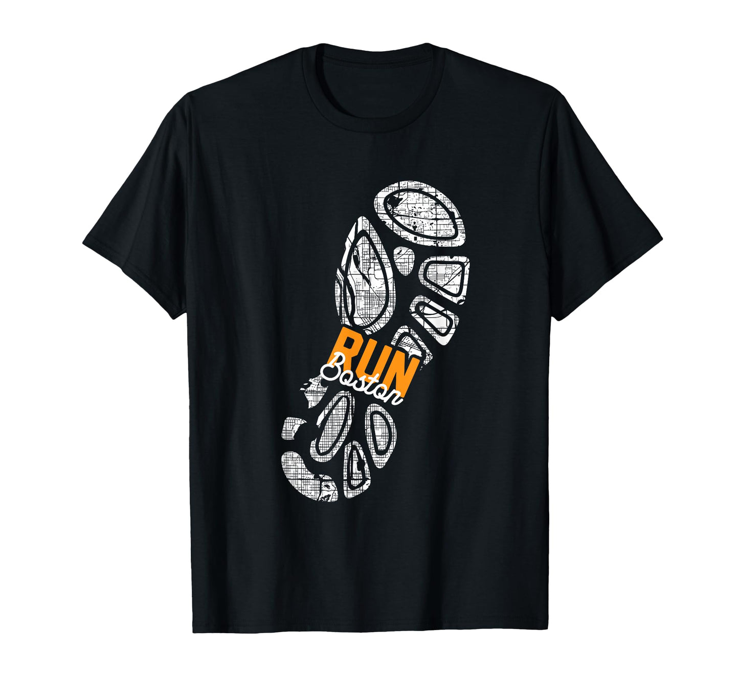 Run Boston Street Map Shoe Sole 5K 10K T-Shirt - Unique Graphic Men Women - T-Shirt, Sweatshirt, Hoodie
