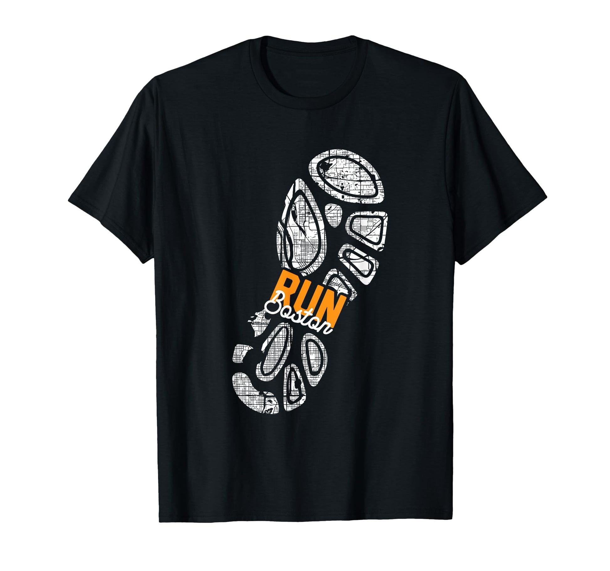 Run Boston Street Map Shoe Sole 5K 10K T-Shirt - Unique Graphic Men Women - T-Shirt, Sweatshirt, Hoodie