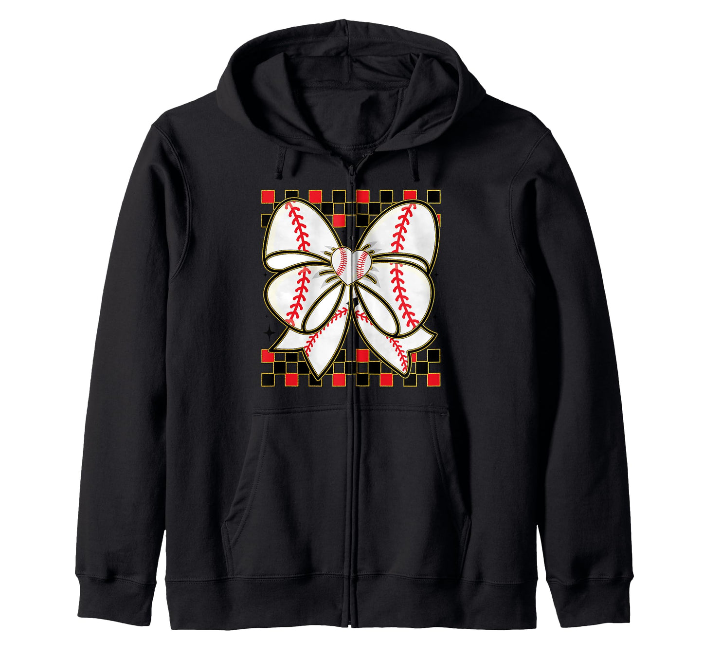 Baseball Heart Bow Ribbon Softball Hoodie - Streetwear Style Men Women - T-Shirt, Sweatshirt, Hoodie