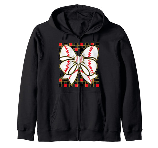 Baseball Heart Bow Ribbon Softball Hoodie - Streetwear Style Men Women - T-Shirt, Sweatshirt, Hoodie