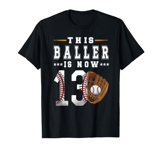 13Th Birthday Baseball Thirteen Year T-Shirt - Minimalist Print Men Women - T-Shirt, Sweatshirt, Hoodie