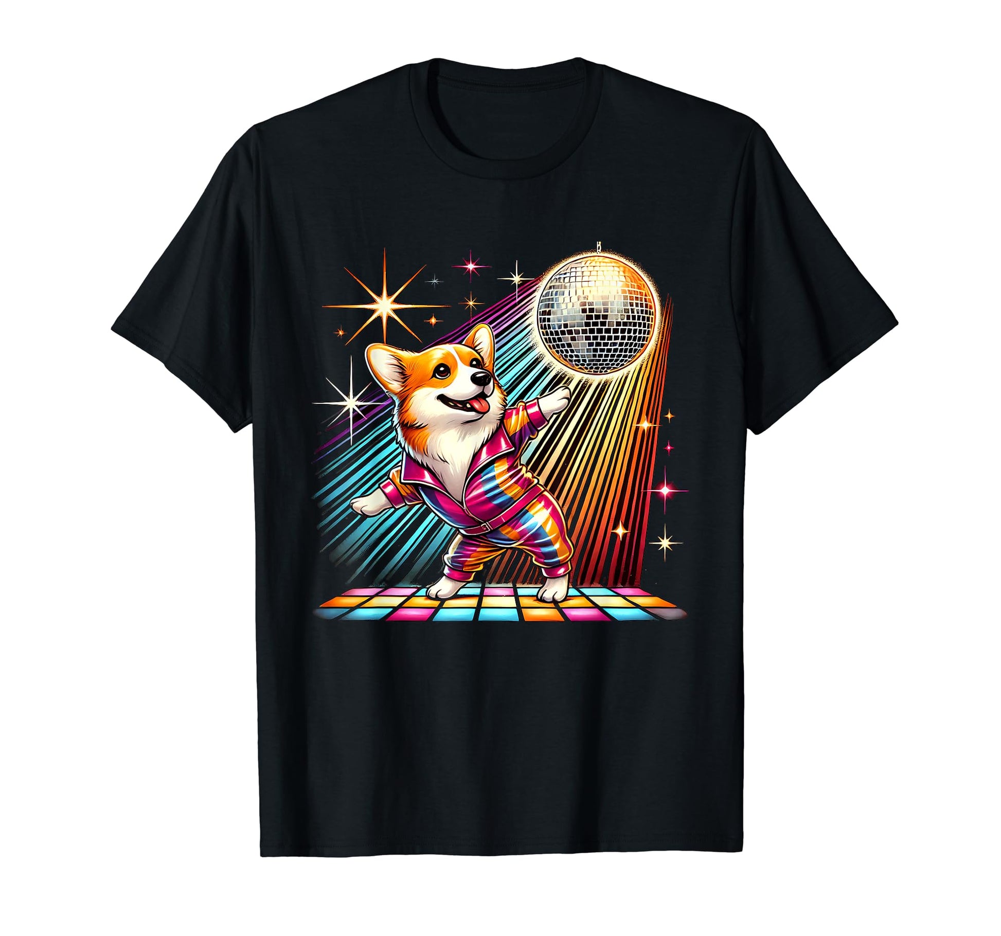 Aesthetic Corgi Dog Disco T-Shirt - Minimalist Print Men Women - T-Shirt, Sweatshirt, Hoodie
