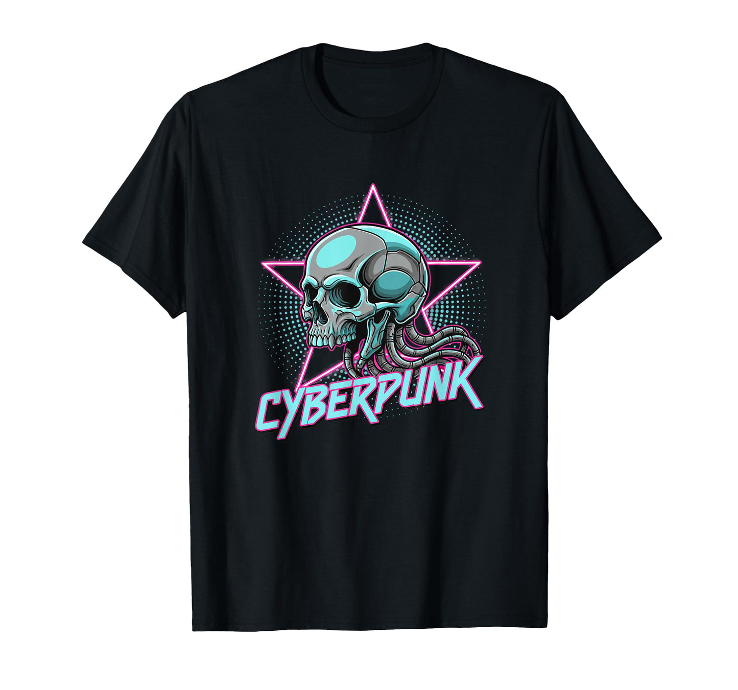 Cyberpunk Skull 80S Synthwave Sci Fi T-Shirt - Minimalist Print Unisex - T-Shirt, Sweatshirt, Hoodie