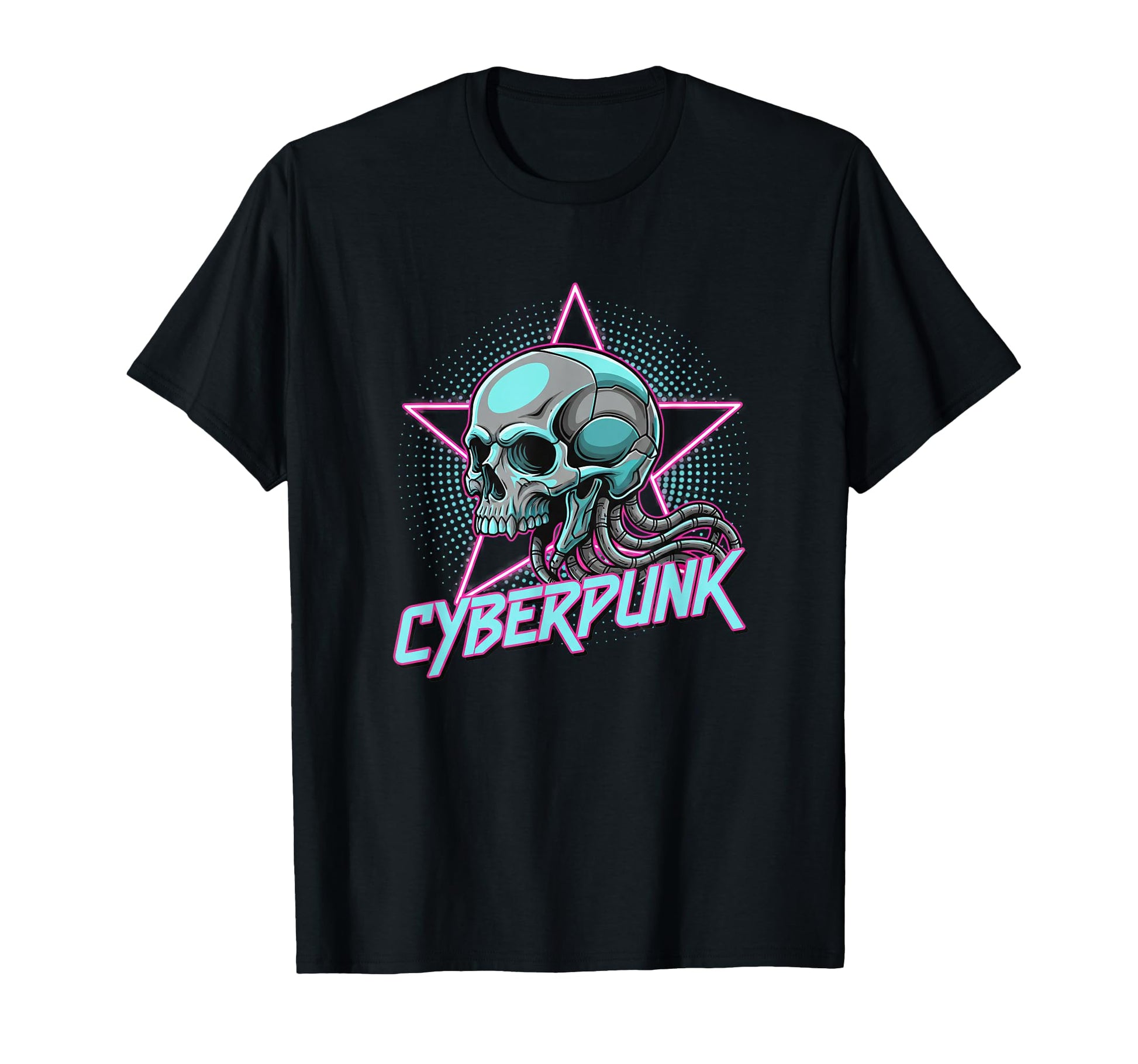 Cyberpunk Skull 80S Synthwave Sci Fi T-Shirt - Minimalist Print Unisex - T-Shirt, Sweatshirt, Hoodie