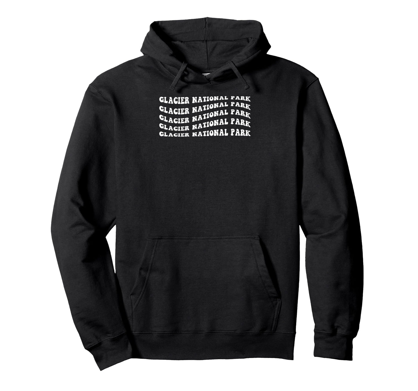 Glacier National Park Wavy Text Hoodie - Novelty Apparel for Adults - T-Shirt, Sweatshirt, Hoodie