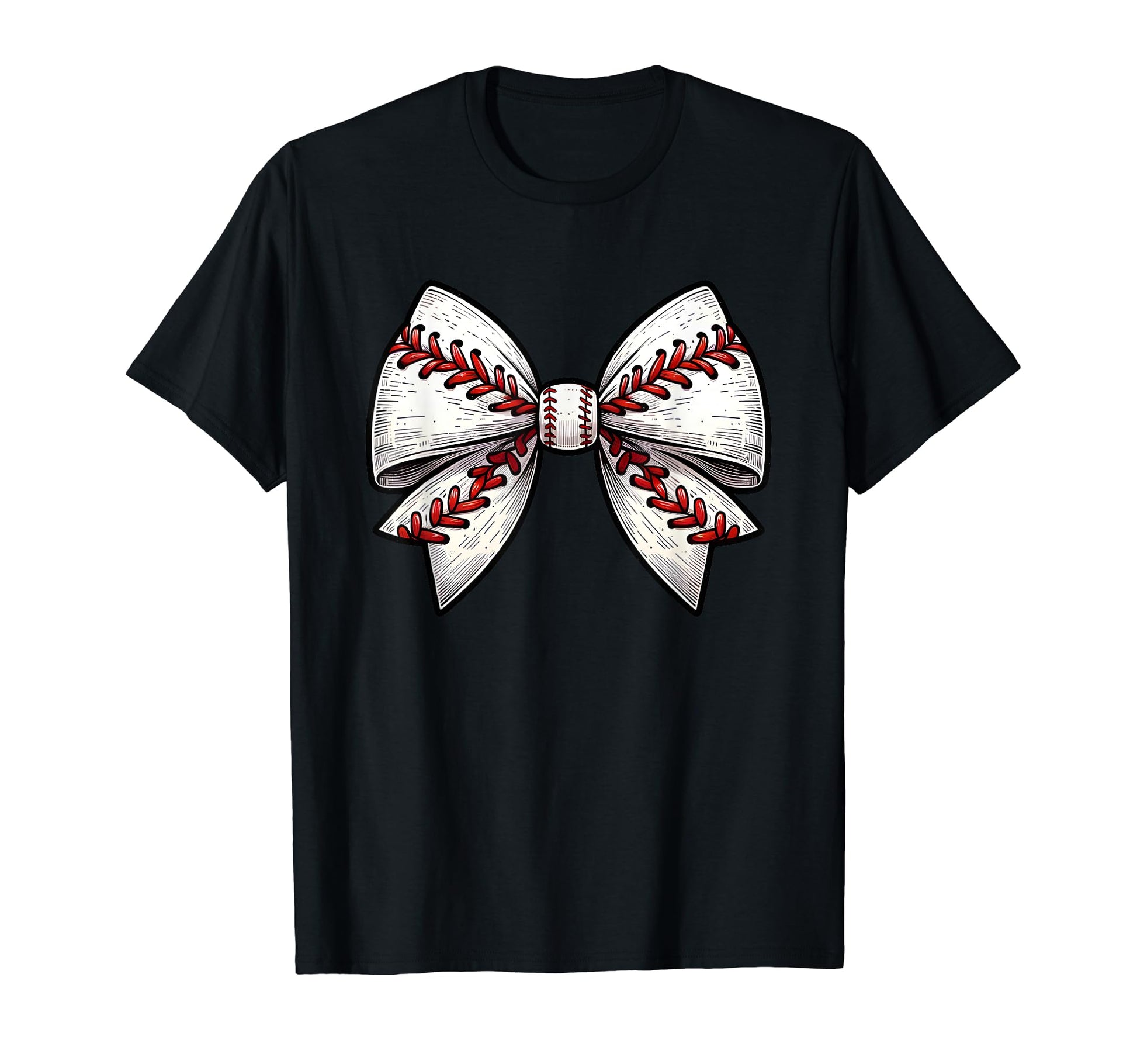 Baseball Bow Baseball Mom T-Shirt - Casual Everyday Wear for Adults - T-Shirt, Sweatshirt, Hoodie