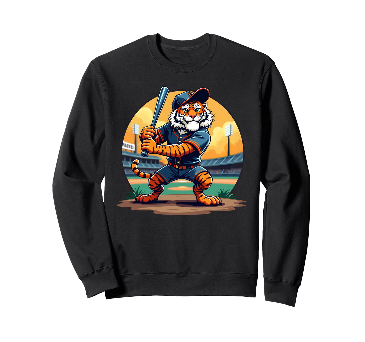 Tiger Plays Baseball Outfit Usa Sweatshirt - Fun Novelty Design Unisex - T-Shirt, Sweatshirt, Hoodie