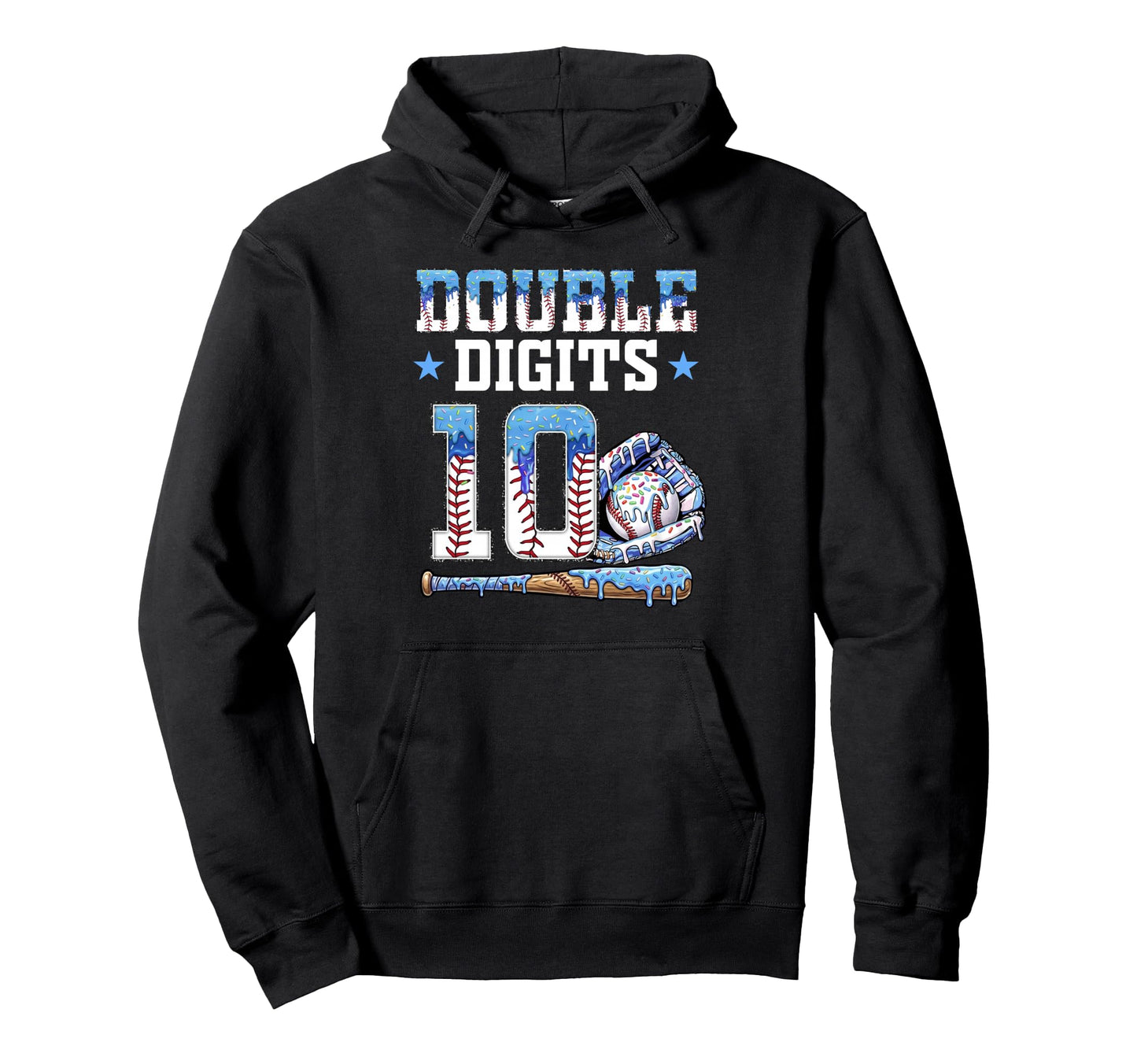 Baseball Drip 10Th Birthday Double Hoodie - Custom Art Print Men Women - T-Shirt, Sweatshirt, Hoodie