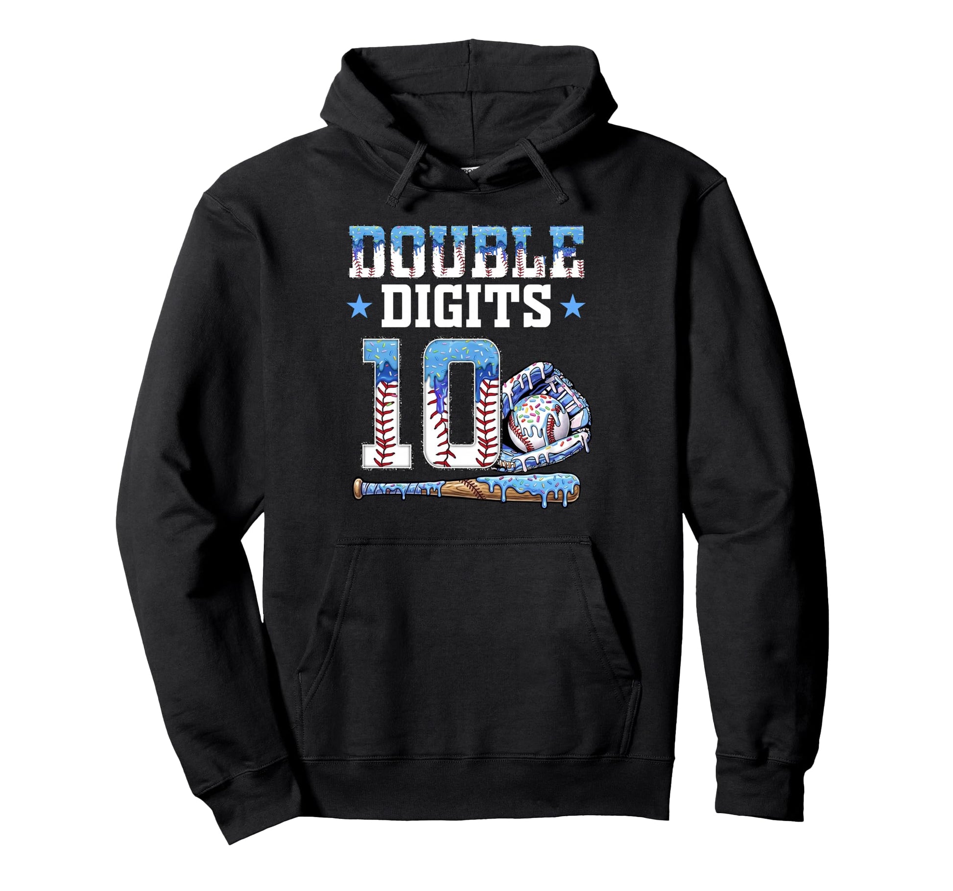 Baseball Drip 10Th Birthday Double Hoodie - Custom Art Print Men Women - T-Shirt, Sweatshirt, Hoodie