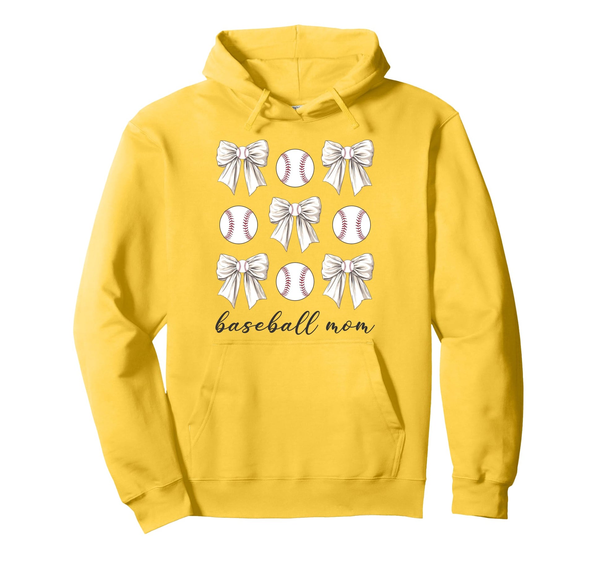 Coquette Bow Baseball Mom Baseball Hoodie - Minimalist Print Men Women - T-Shirt, Sweatshirt, Hoodie