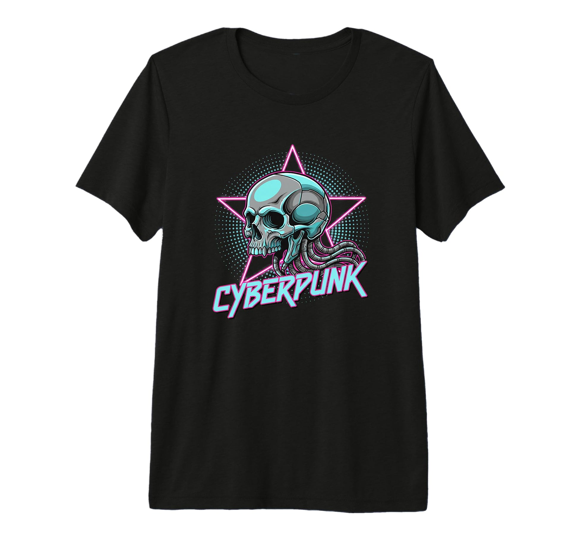 Cyberpunk Skull 80S Synthwave Sci Fi T-Shirt - Custom Art Print Men Women - T-Shirt, Sweatshirt, Hoodie