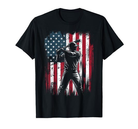 Baseball American Usa Flag T-Shirt - Casual Everyday Wear for Adults - T-Shirt, Sweatshirt, Hoodie