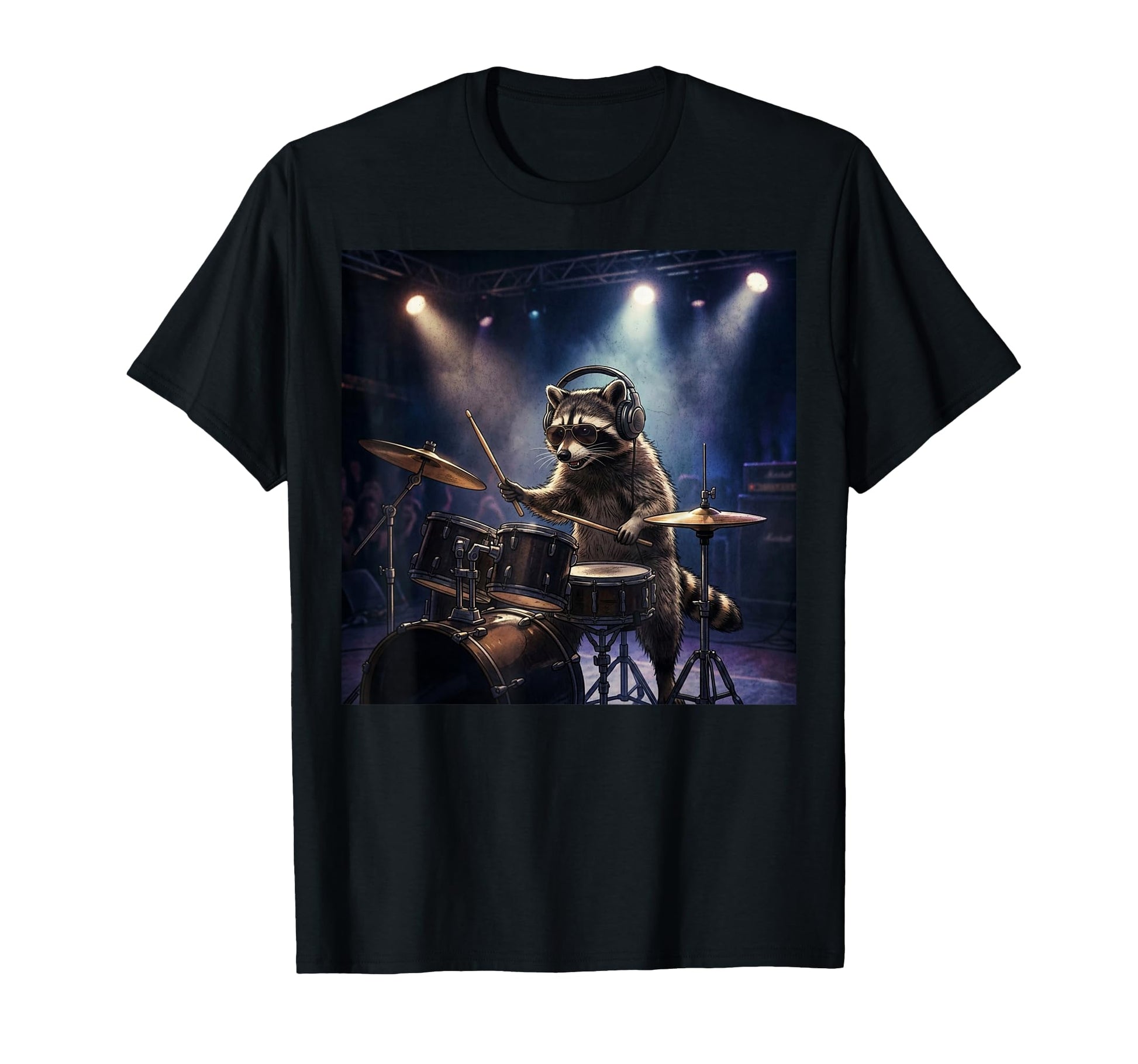 Raccoon Drummer Funny Rock Band T-Shirt - Casual Everyday Wear Unisex - T-Shirt, Sweatshirt, Hoodie