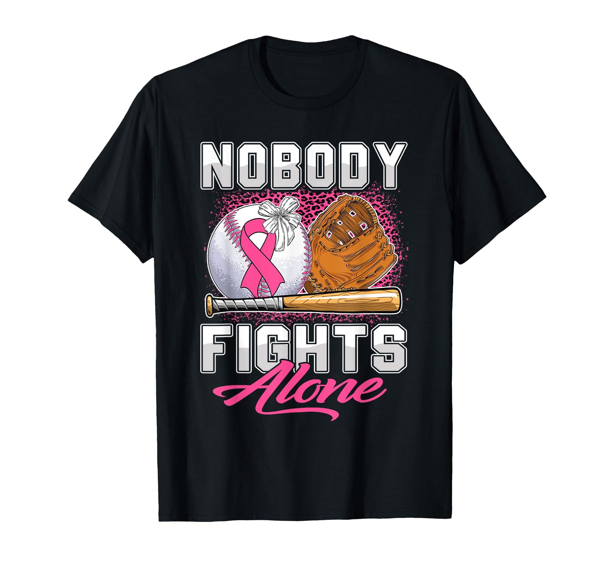 Nobody Fights Alone Breast Cancer T-Shirt - Unique Graphic Men Women - T-Shirt, Sweatshirt, Hoodie