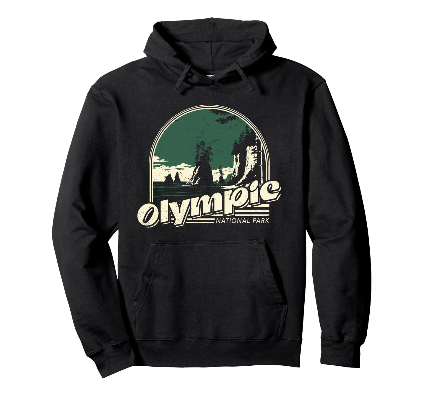Olympic National Park Distressed Hoodie - Novelty Apparel Unisex - T-Shirt, Sweatshirt, Hoodie