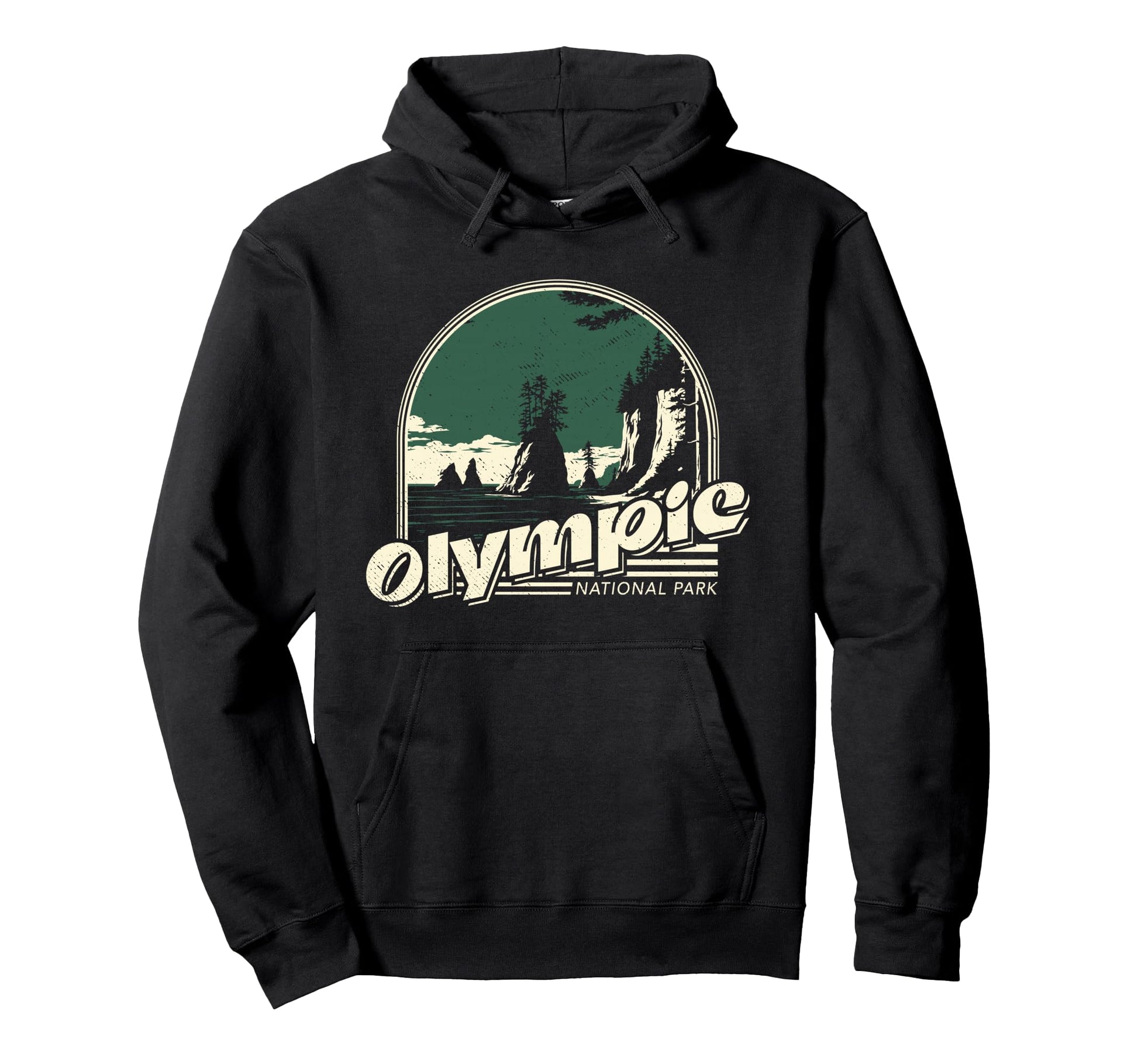 Olympic National Park Distressed Hoodie - Novelty Apparel Unisex - T-Shirt, Sweatshirt, Hoodie