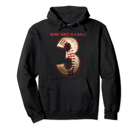 Baseball Birthday 3Rd Birthday Number Hoodie - Unique Graphic Unisex - T-Shirt, Sweatshirt, Hoodie