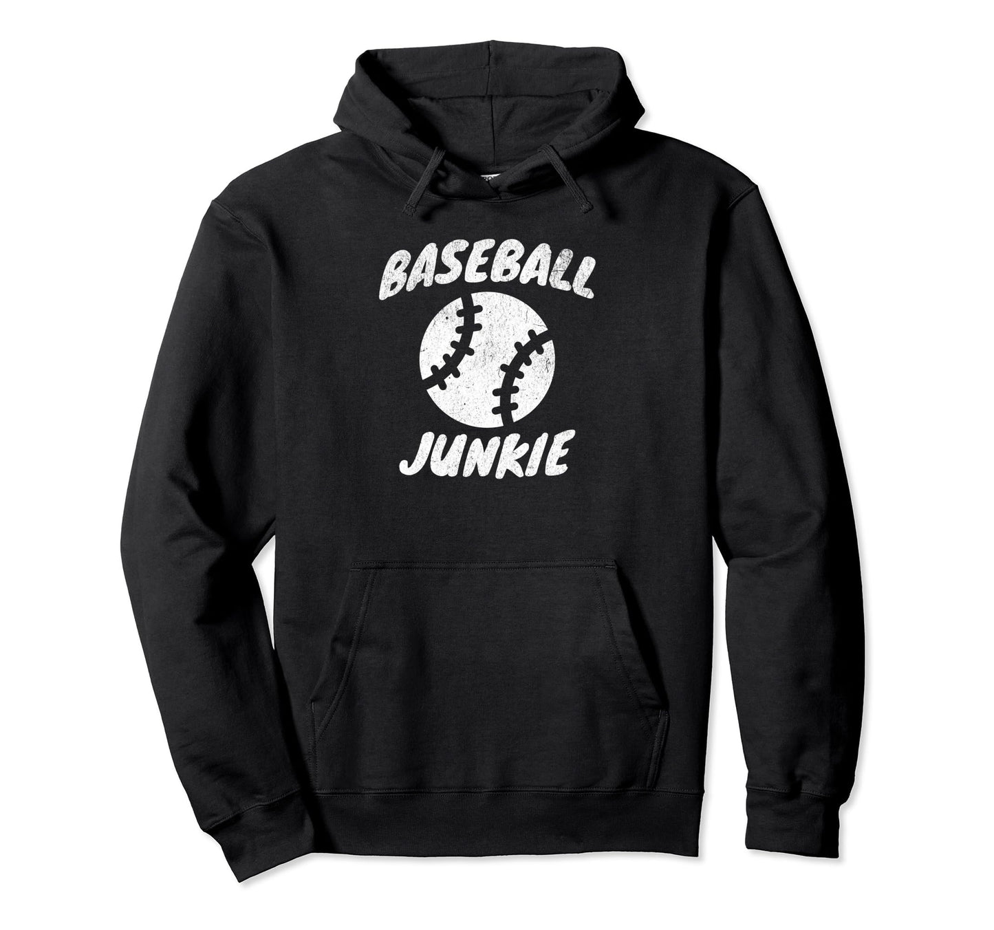 Baseball Junkie Distressed Hoodie - Novelty Apparel Men Women - T-Shirt, Sweatshirt, Hoodie