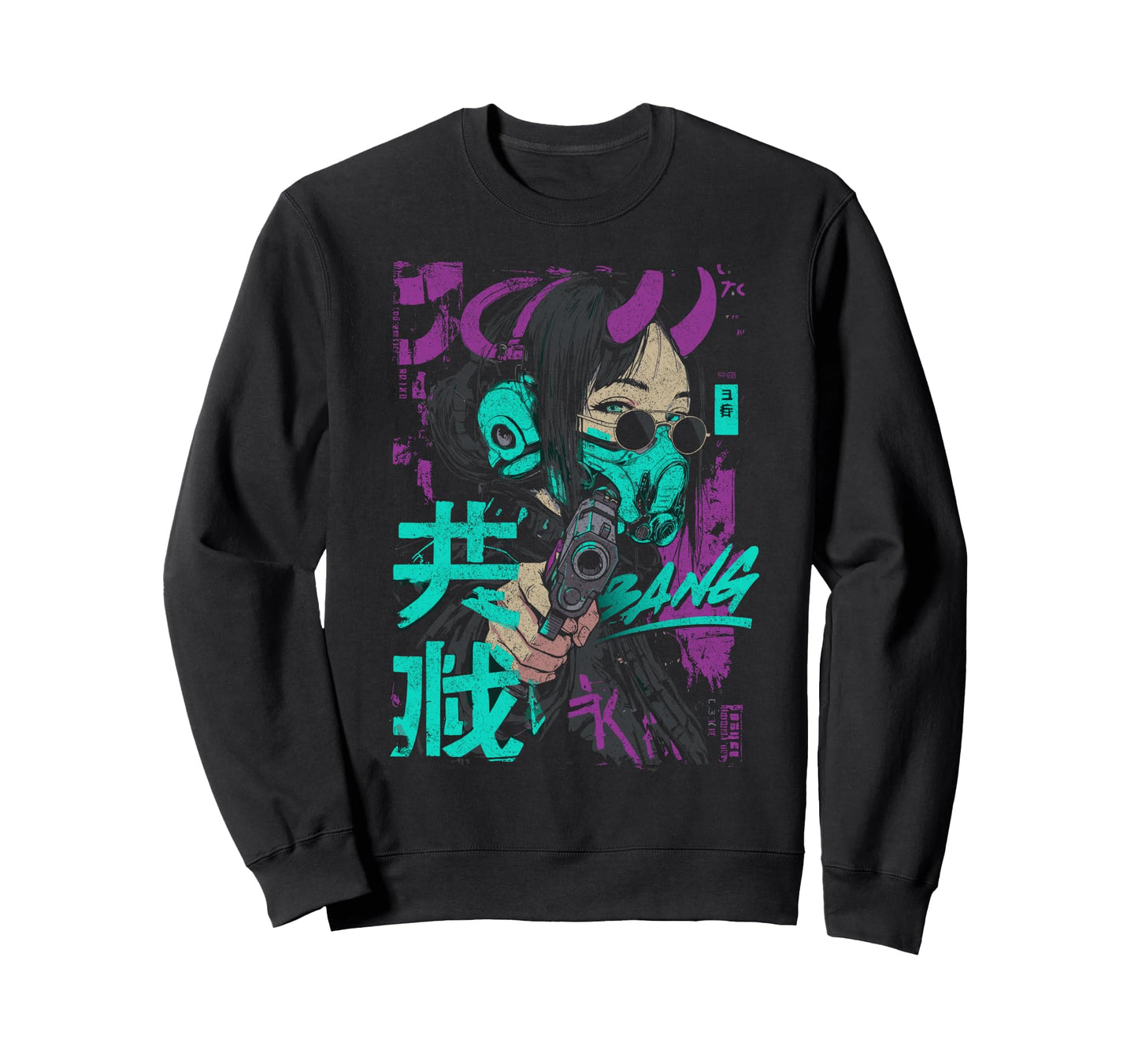 Japanese Streetwear Gothic Gun Bang Sweatshirt - Streetwear Style Unisex - T-Shirt, Sweatshirt, Hoodie