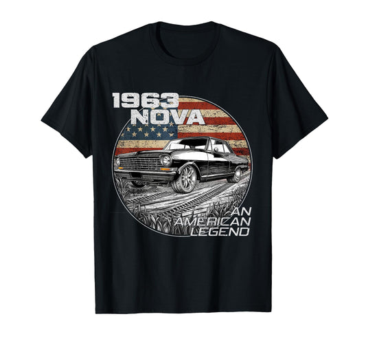 American Flag 1963 63 Nova Silhouette T-Shirt - Trendy Graphic for Adults - T-Shirt, Sweatshirt, Hoodie