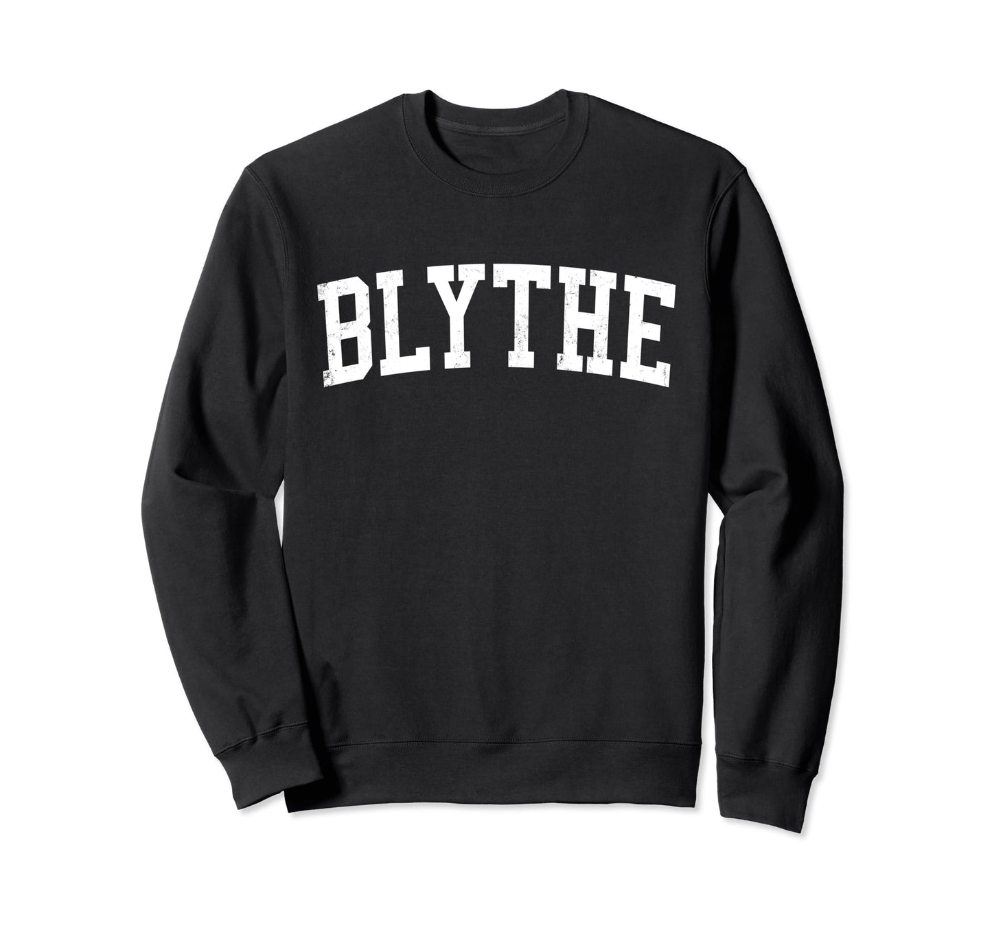 Blythe Ca Distressed White Varsity Sweatshirt - Novelty Apparel Unisex - T-Shirt, Sweatshirt, Hoodie