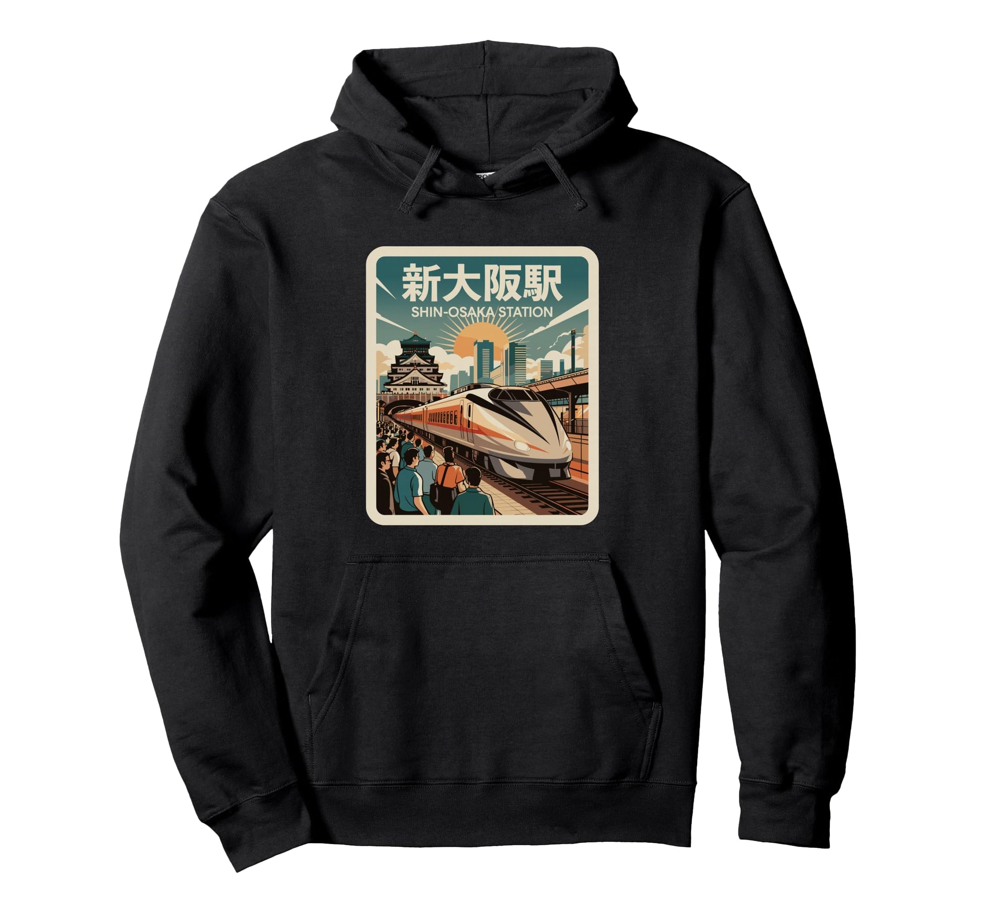Osaka Station Japan Train Japanese Kanji Hoodie - Graphic Print for Adults - T-Shirt, Sweatshirt, Hoodie