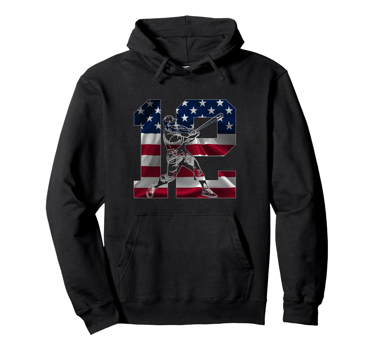 Number 12 Years Baseball 12Th Hoodie - Fun Novelty Design for Adults - T-Shirt, Sweatshirt, Hoodie