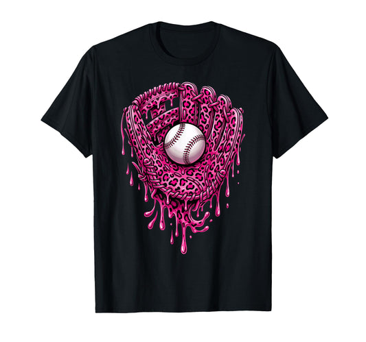 Baseball Drip Leopard Pattern Dripping T-Shirt - Graphic Print Men Women - T-Shirt, Sweatshirt, Hoodie