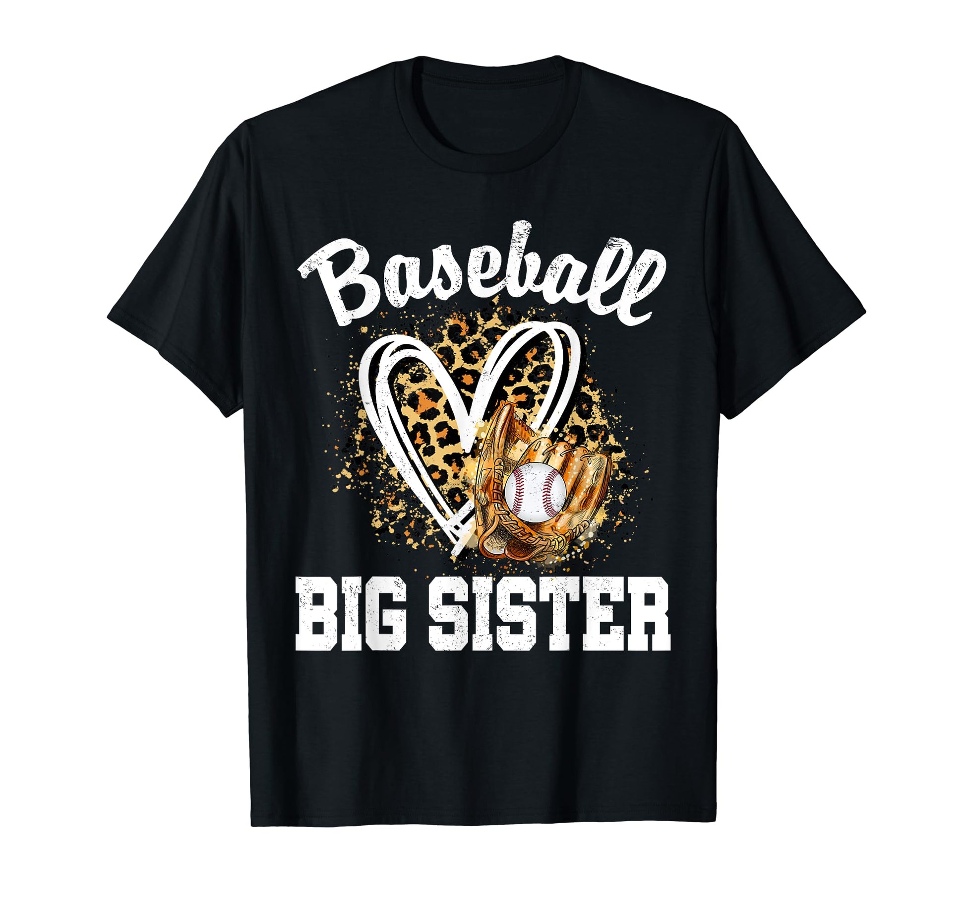 Baseball Big Sister Leopard Heart T-Shirt - Custom Art Print for Adults - T-Shirt, Sweatshirt, Hoodie