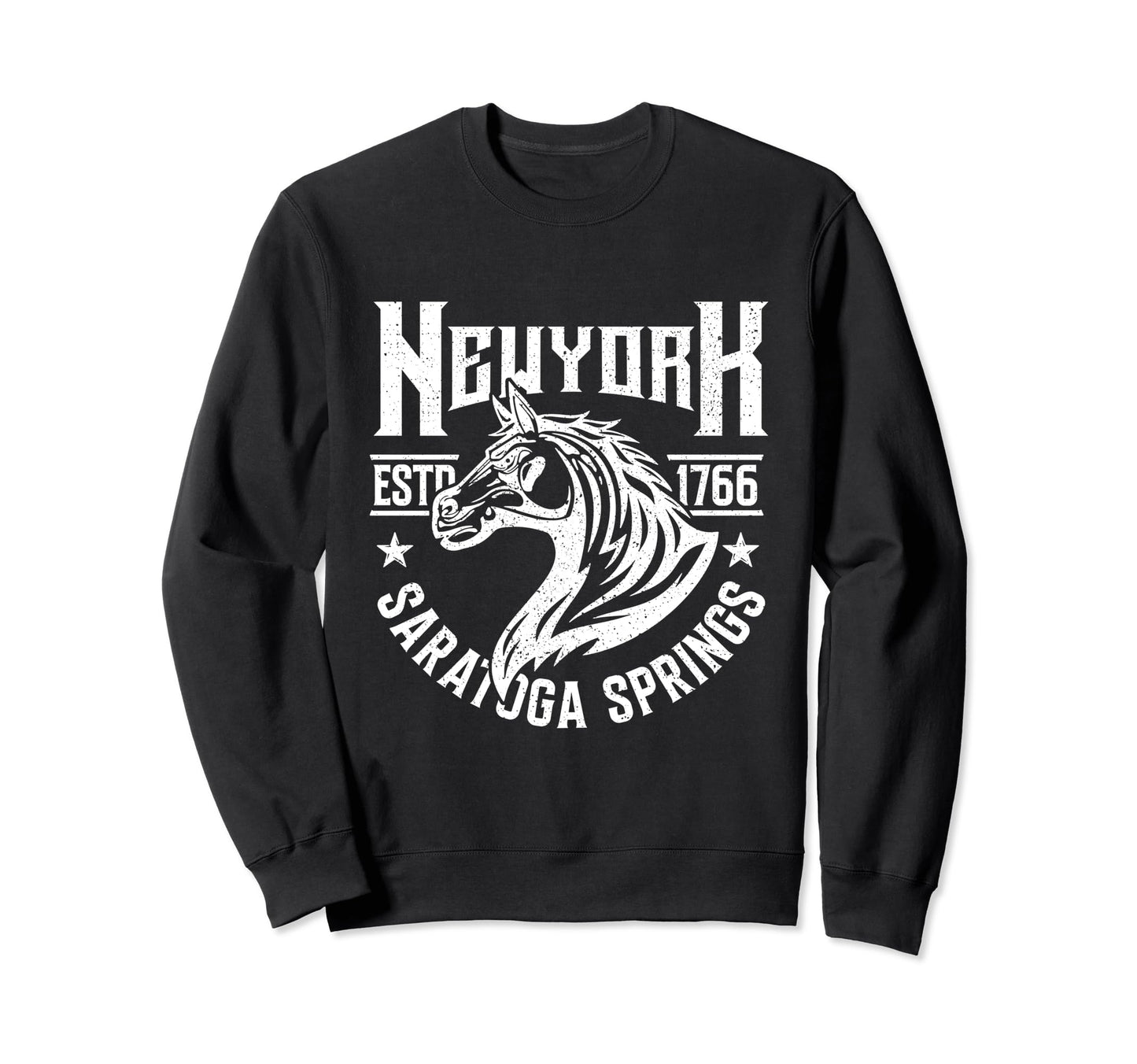New York Saratoga Springs Horse Sweatshirt - Graphic Print for Adults - T-Shirt, Sweatshirt, Hoodie