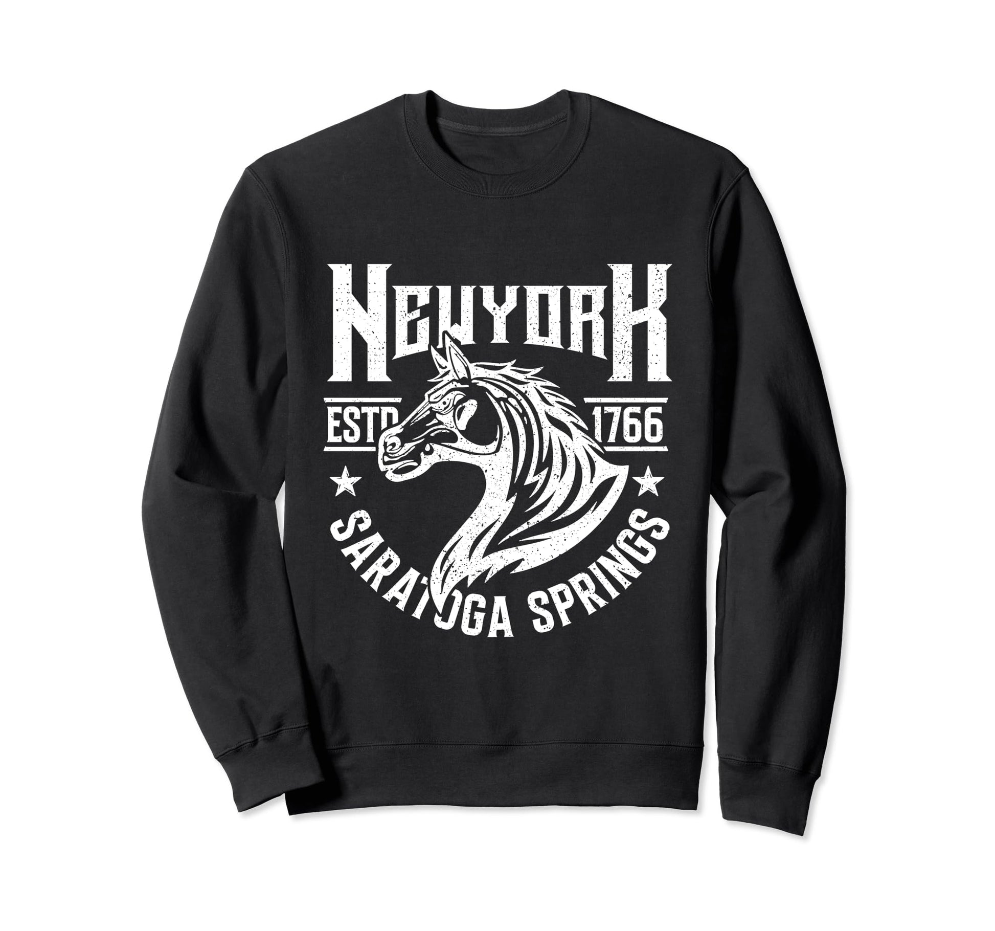 New York Saratoga Springs Horse Sweatshirt - Graphic Print for Adults - T-Shirt, Sweatshirt, Hoodie