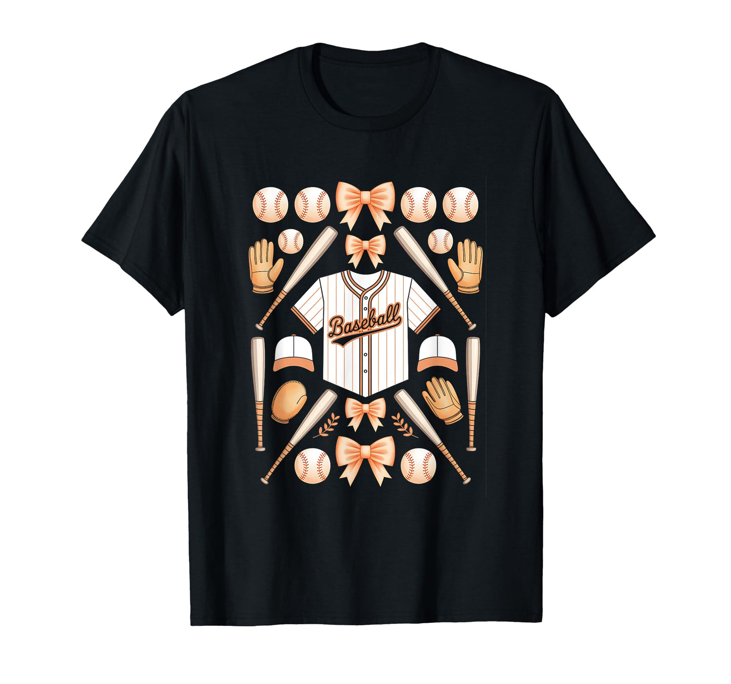 Baseball Orange Game Day Coquette T-Shirt - Custom Art Print for Adults - T-Shirt, Sweatshirt, Hoodie