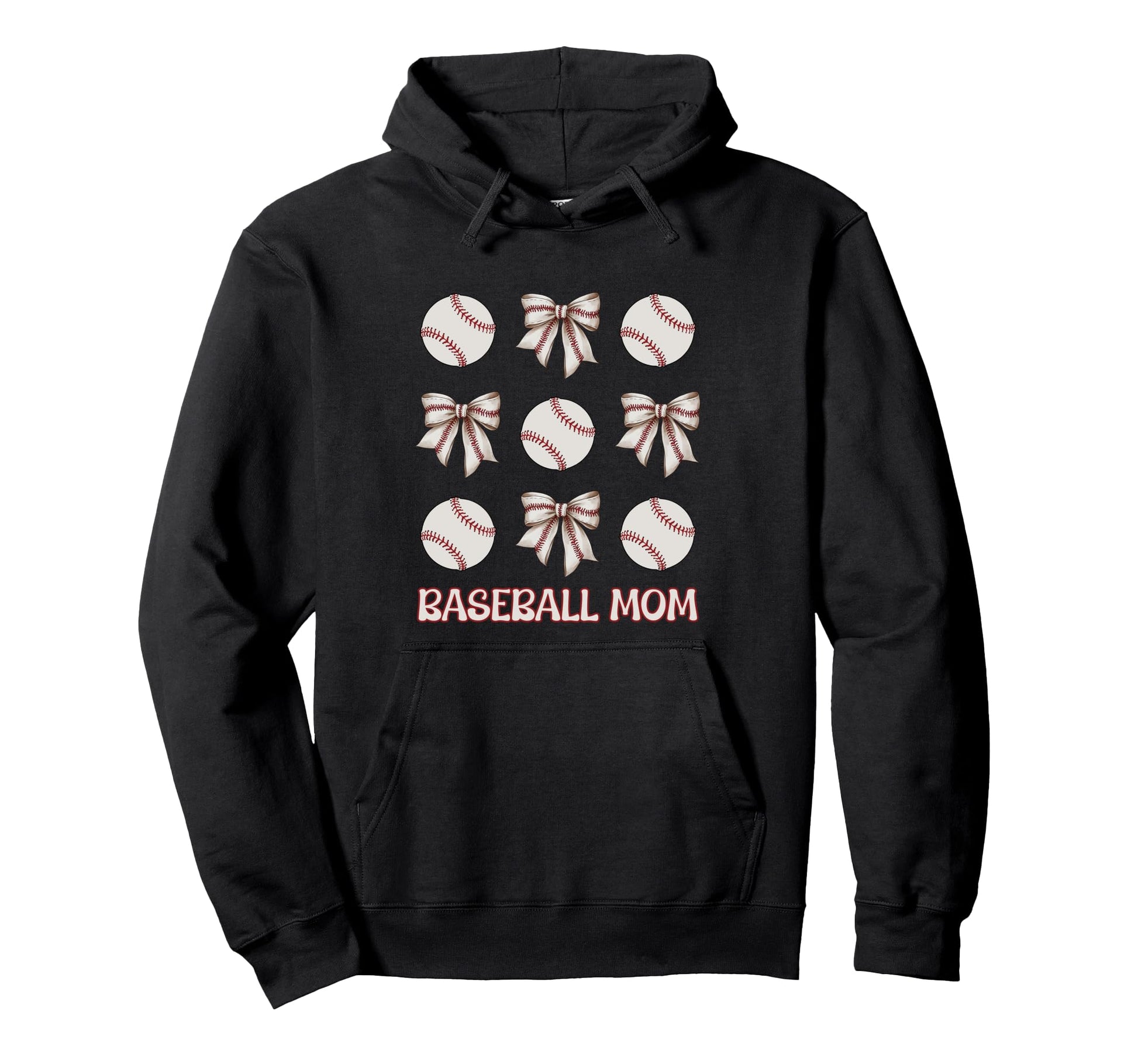 Baseball Mom Bows And Balls Coquette Hoodie - Custom Art Print Men Women - T-Shirt, Sweatshirt, Hoodie