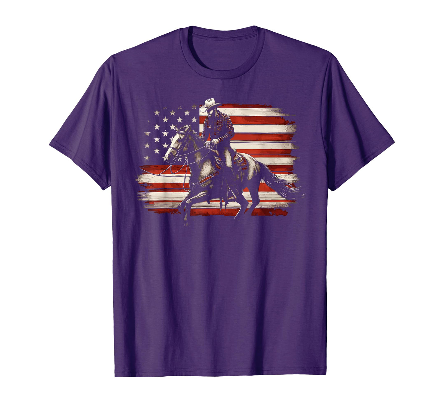 Western Cowboy 4Th July Usa Flag T-Shirt - Streetwear Style Men Women - T-Shirt, Sweatshirt, Hoodie