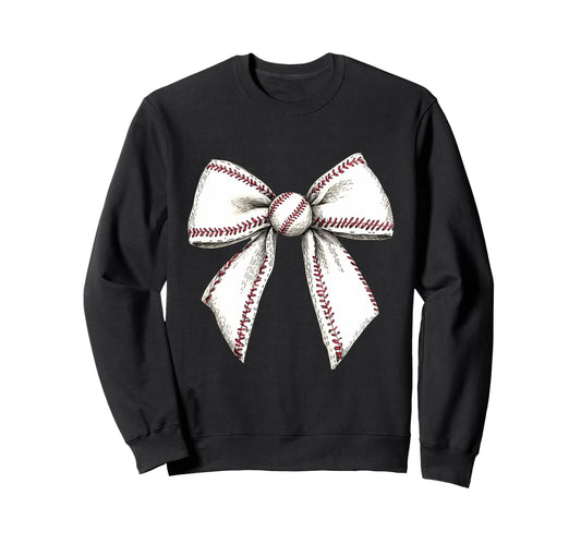 Baseball Coquette Bow Baseball Mom Sweatshirt - Custom Art Print for Adults - T-Shirt, Sweatshirt, Hoodie