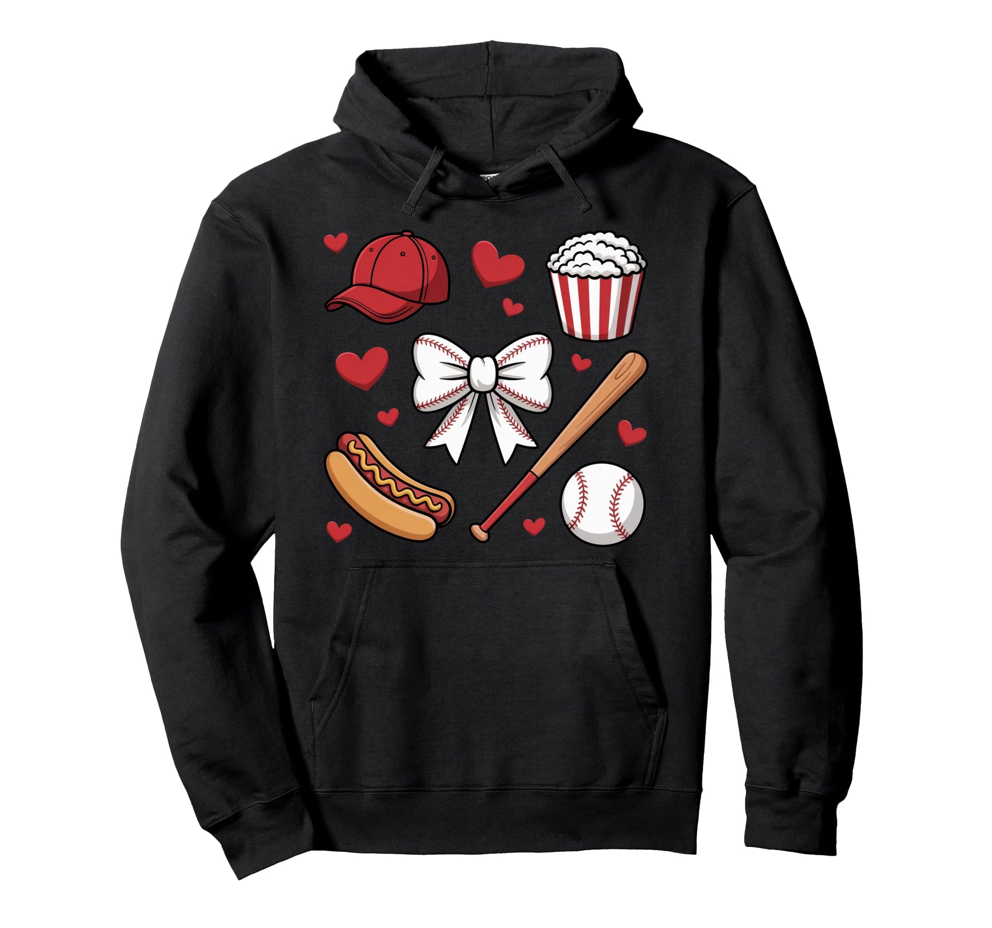 Coquette Bow Baseball Game Day Cheer Mom Hoodie - Unique Graphic Men Women - T-Shirt, Sweatshirt, Hoodie