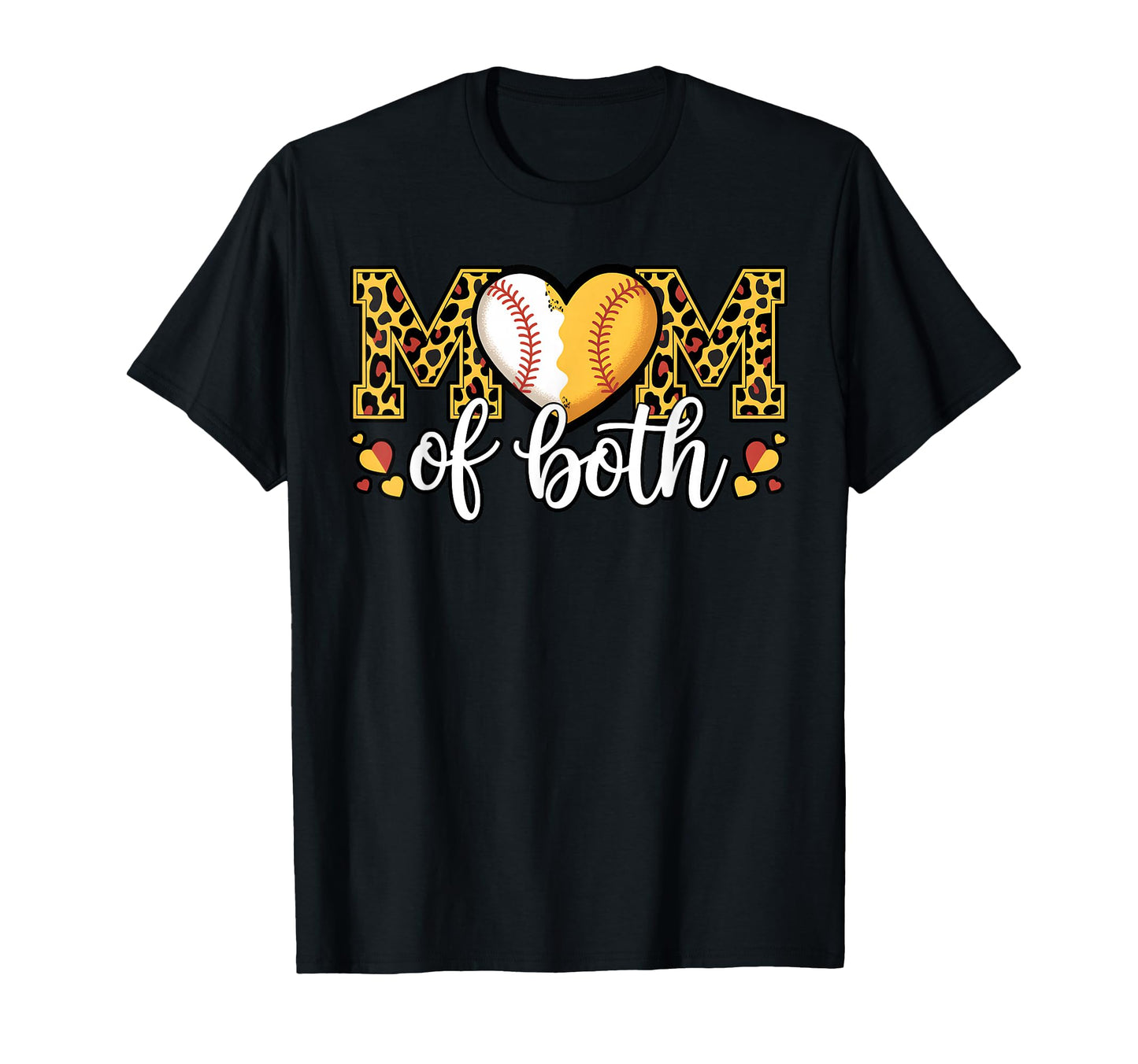 Mom Both Baseball Softball Heart T-Shirt - Unique Graphic for Adults - T-Shirt, Sweatshirt, Hoodie